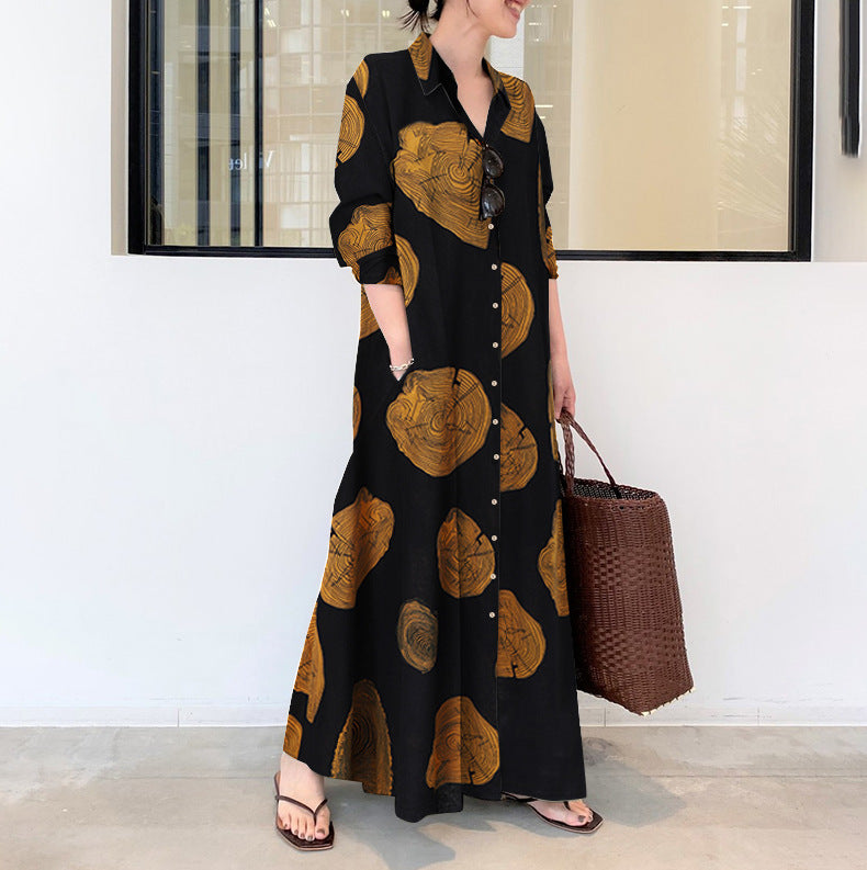 Women's Casual Lapel Shirt Dress, Long Sleeve