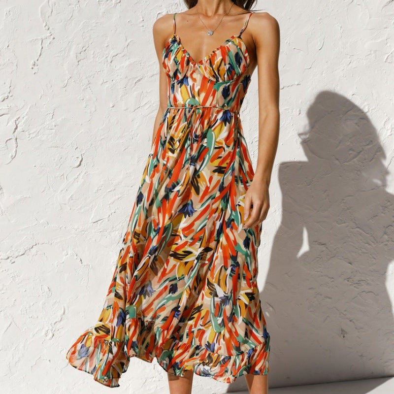 Women's Summer Casual Geometric Print Sling Dress