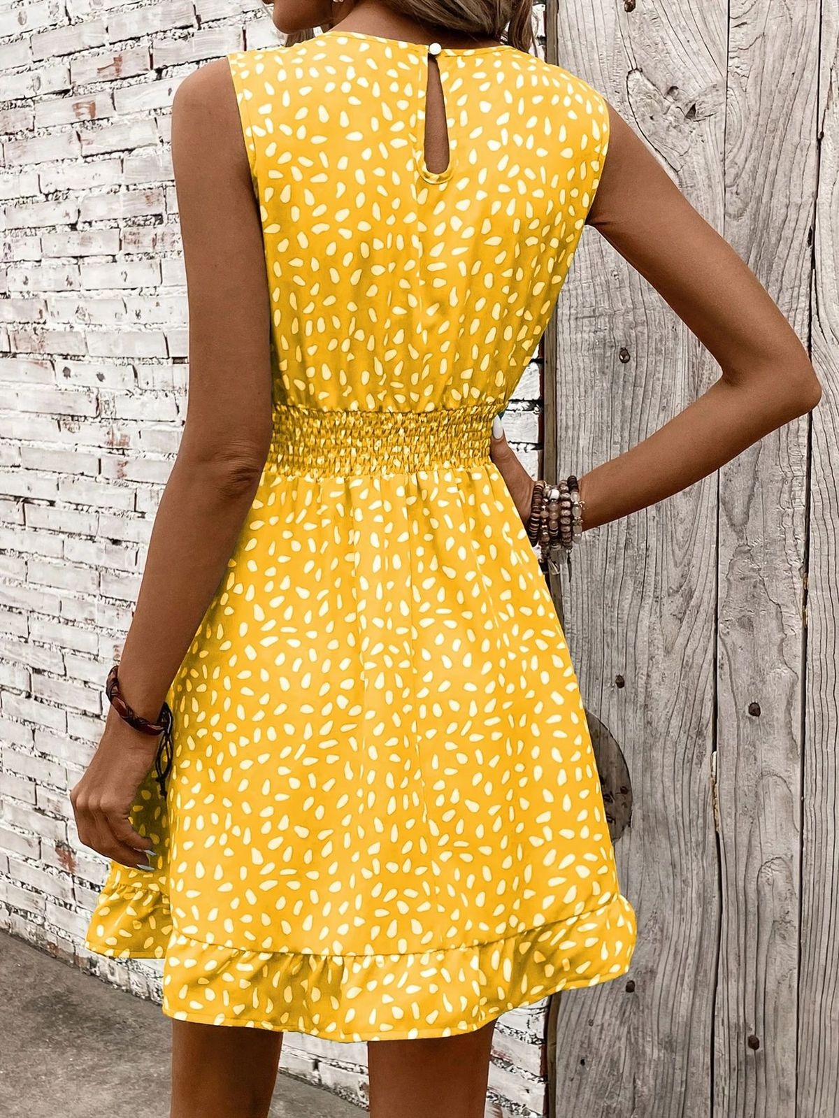 Women's Casual Summer Printed Round Neck Sleepless A-Line Dress
