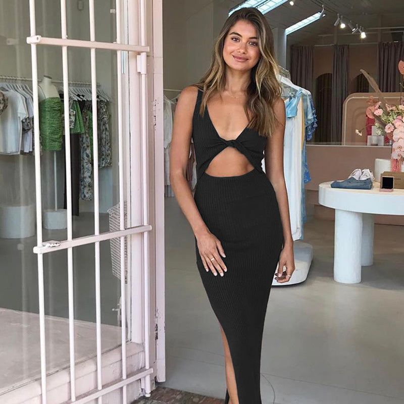 Women's Summer Sexy Kink Side-Slit Slim Elegant Backless Dress