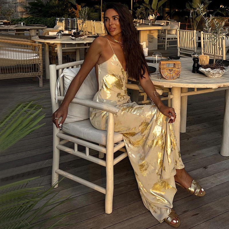 Women's Sexy Backless Strap Maxi Dress