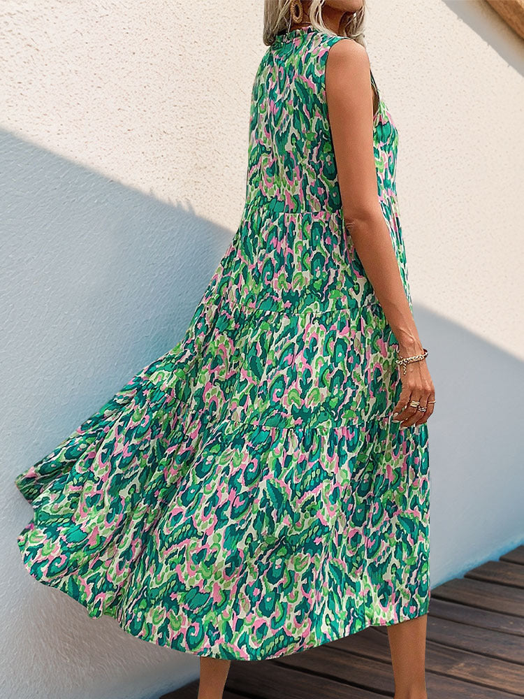 Women's Casual Vcation Boho Printed Sleeveless Loose Dress