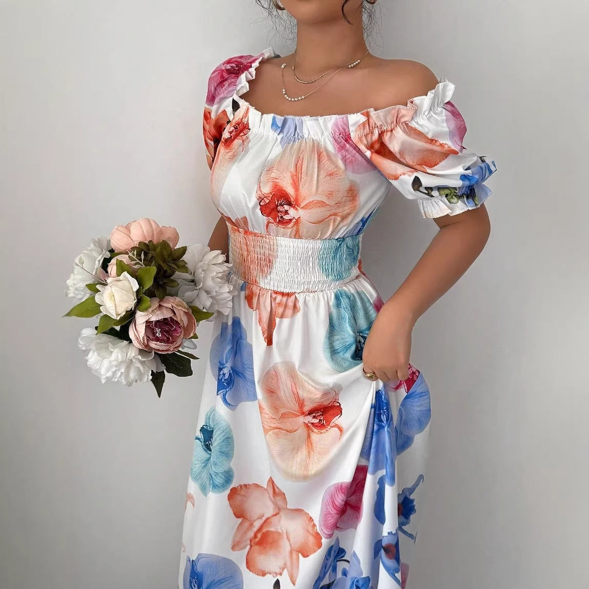 Women's Casual Summer Print Short Sleeve A-Line Dress