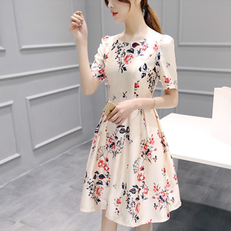 Women's Petite Elegant Office Chic Floral Swing Dress