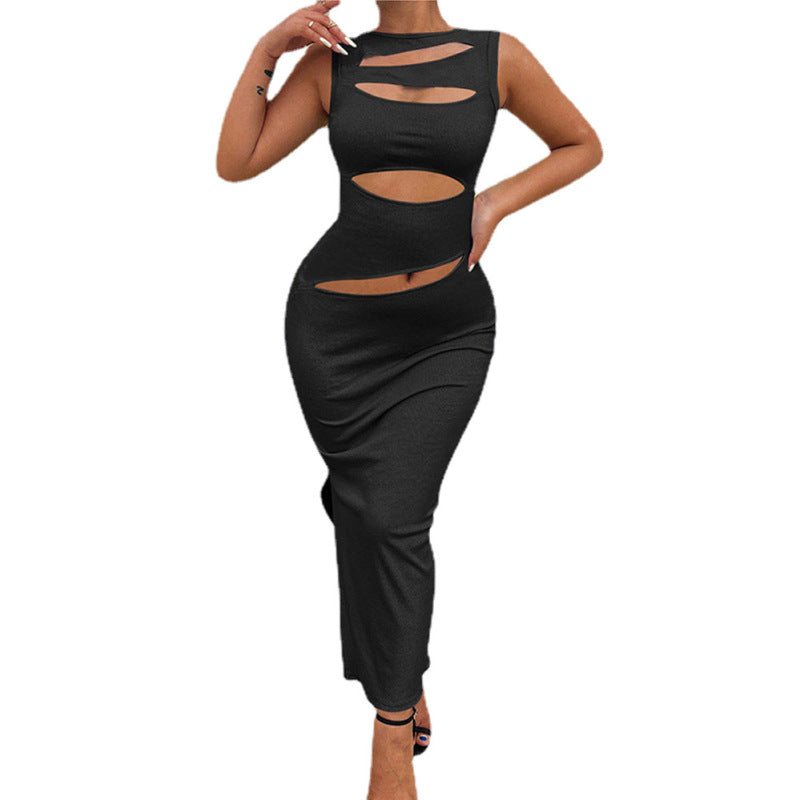 Women's Night Out Sexy Cut Out Irregular Solid Color Sleeveless Dress, Summer