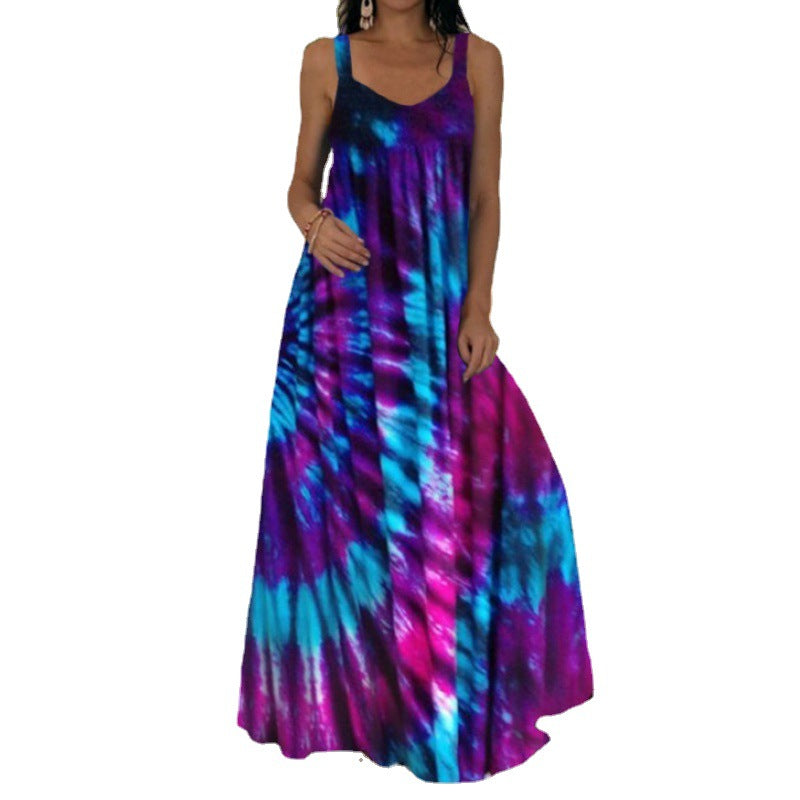 Women's Casual Summer Tie-Dye 3d Print Sleeveless Loose Dress