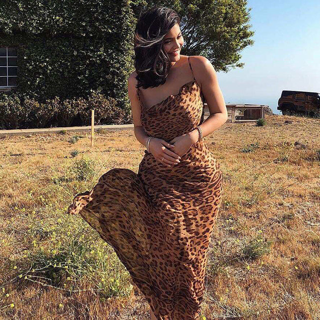 Women's Sexy Summer Leopard Spaghetti Strap Dress
