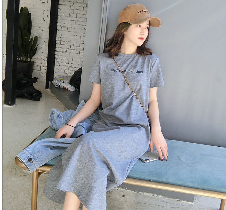 Women's Casual Letter Printed Short Sleeve Loose Dress