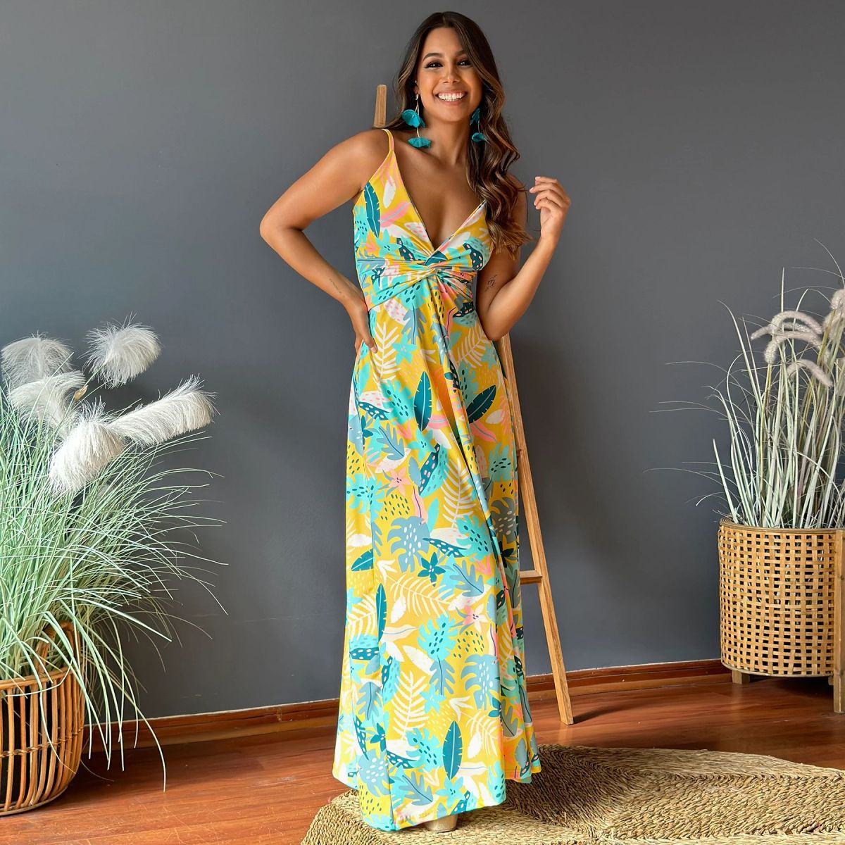 Women's Summer Casual Bohemian V-Neck Floral Print Maxi Dress