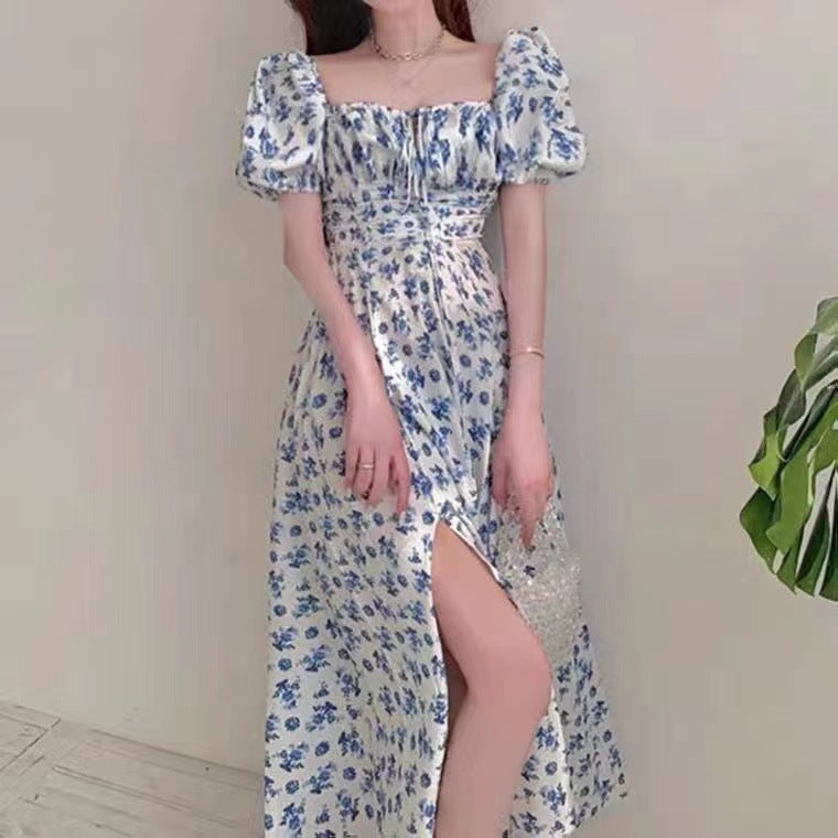 Women's Off-Shoulder Floral Print Midi Dress, with Side