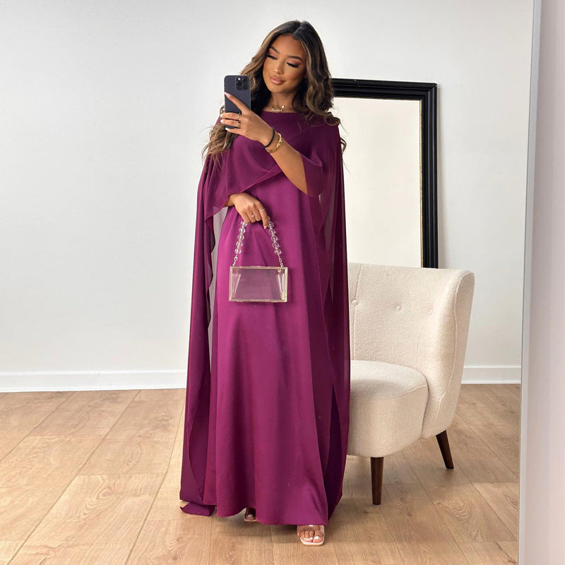 Women's Casual Elegant Chiffon Maxi Dress, with Shawl
