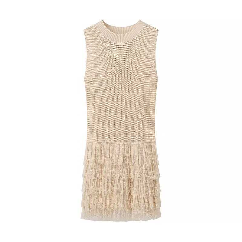 Women's Summer Slim-Fit Sleeveless Tassel Knitted Dress