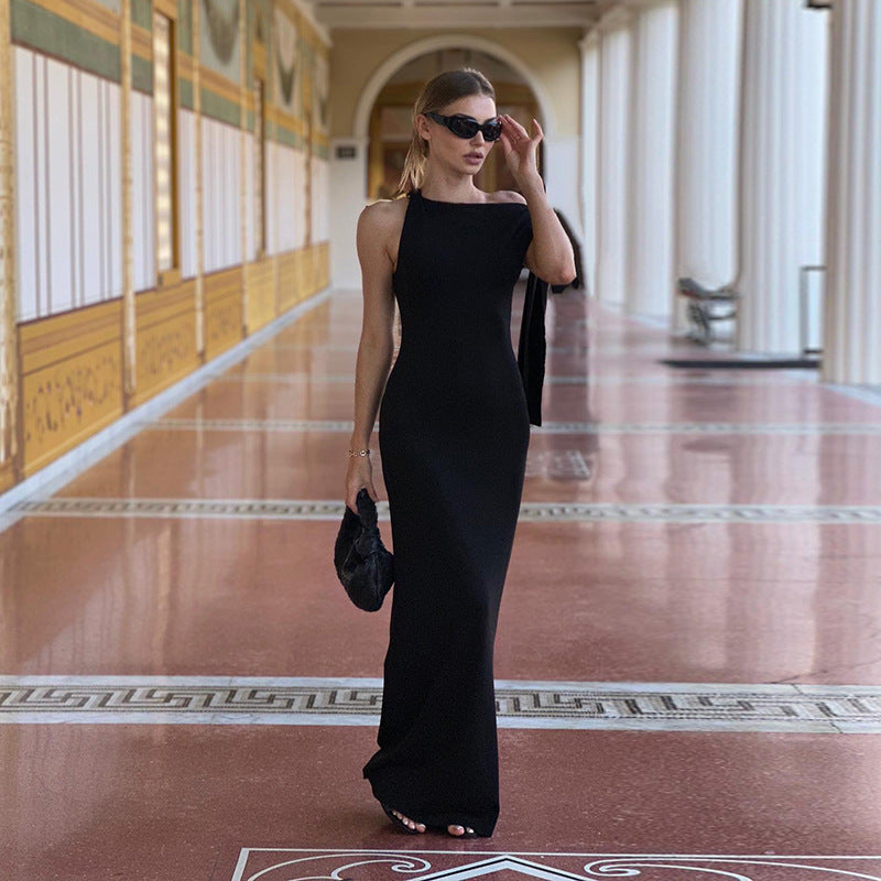 Women's Sexy Solid Color Sleeveless Strap Bodycon Maxi Dress