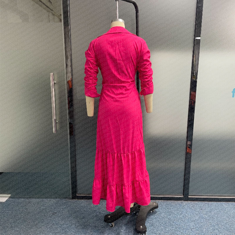 Women's Casual Solid Color Single-Breasted Maxi Dress