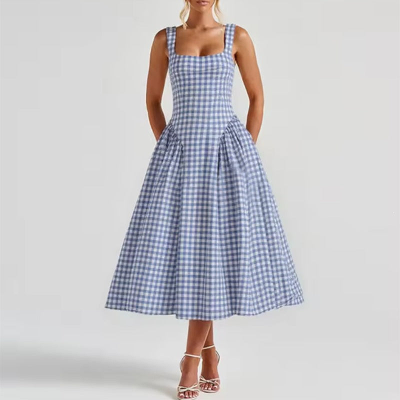 Women's Casual Plaid A-Line Dress