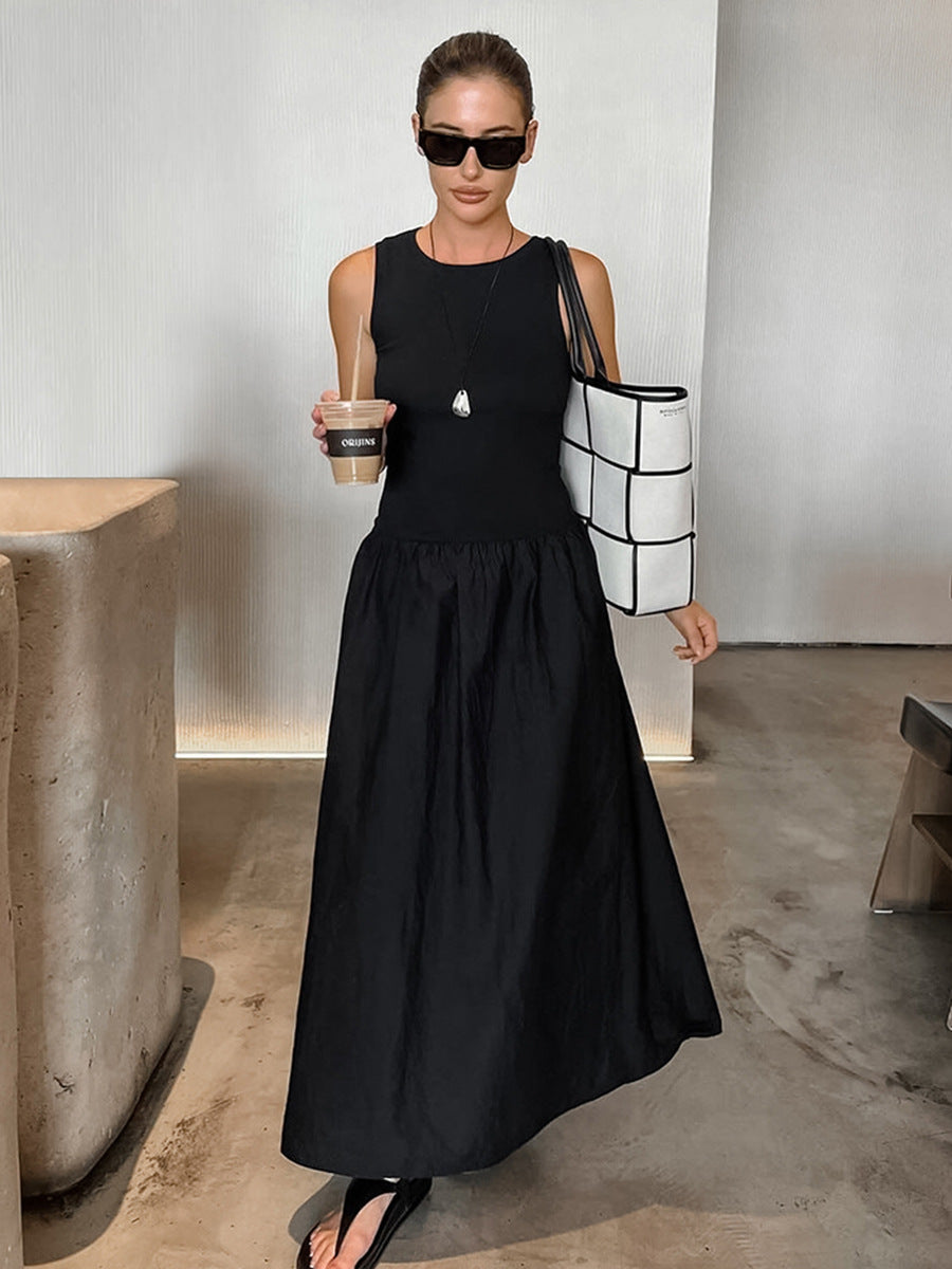 Women's Vintage Hepburn Style Sleeveless Loose Maxi Dress