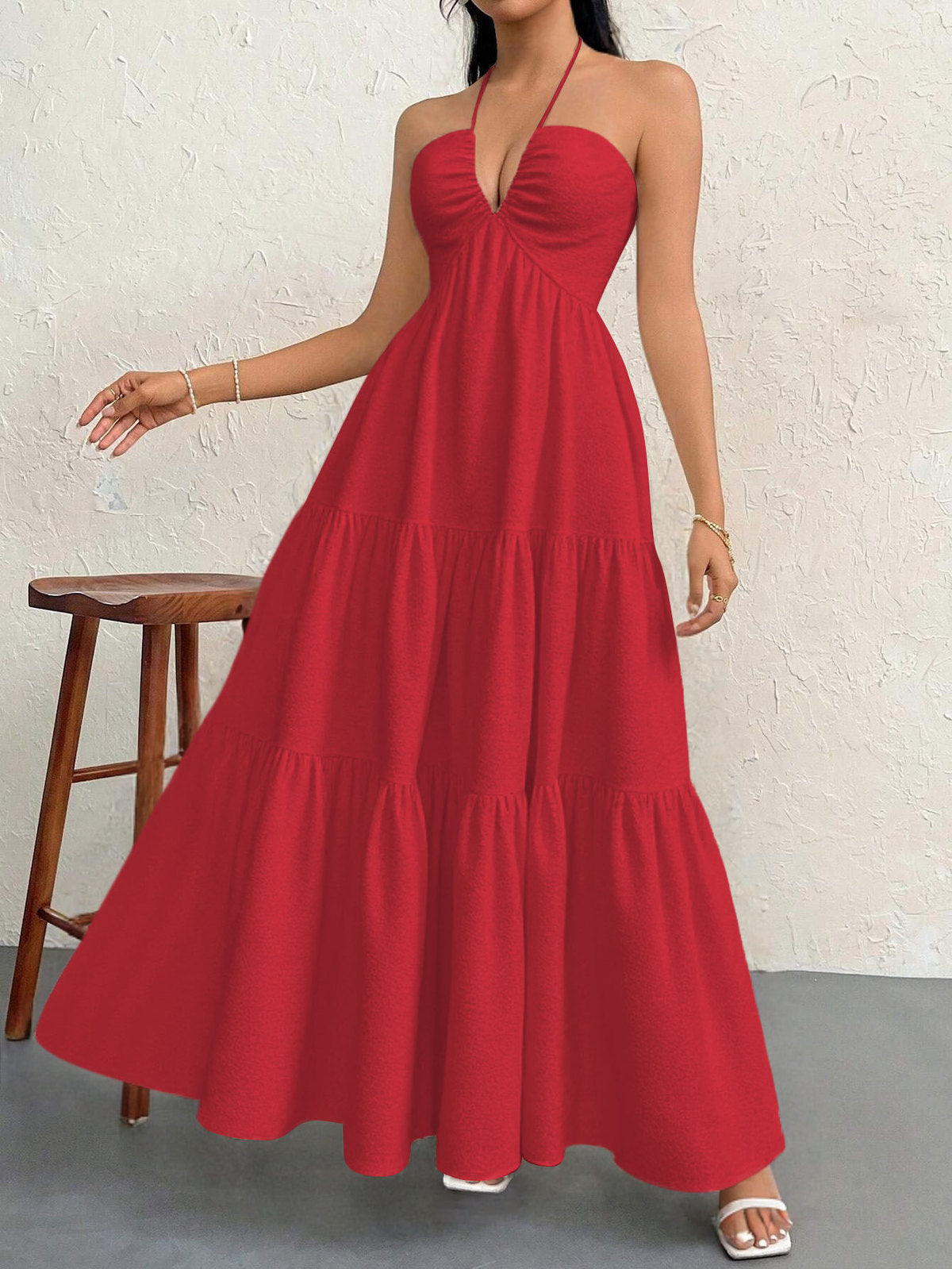 Women's Sling Style Maxi Dress, Solid Color