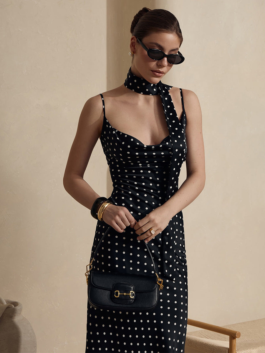 Women's Sexy Summer Polka Dot Print Spaghetti Straps Dress
