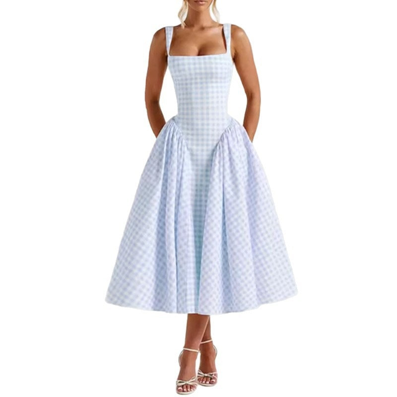 Women's Casual Plaid A-Line Dress