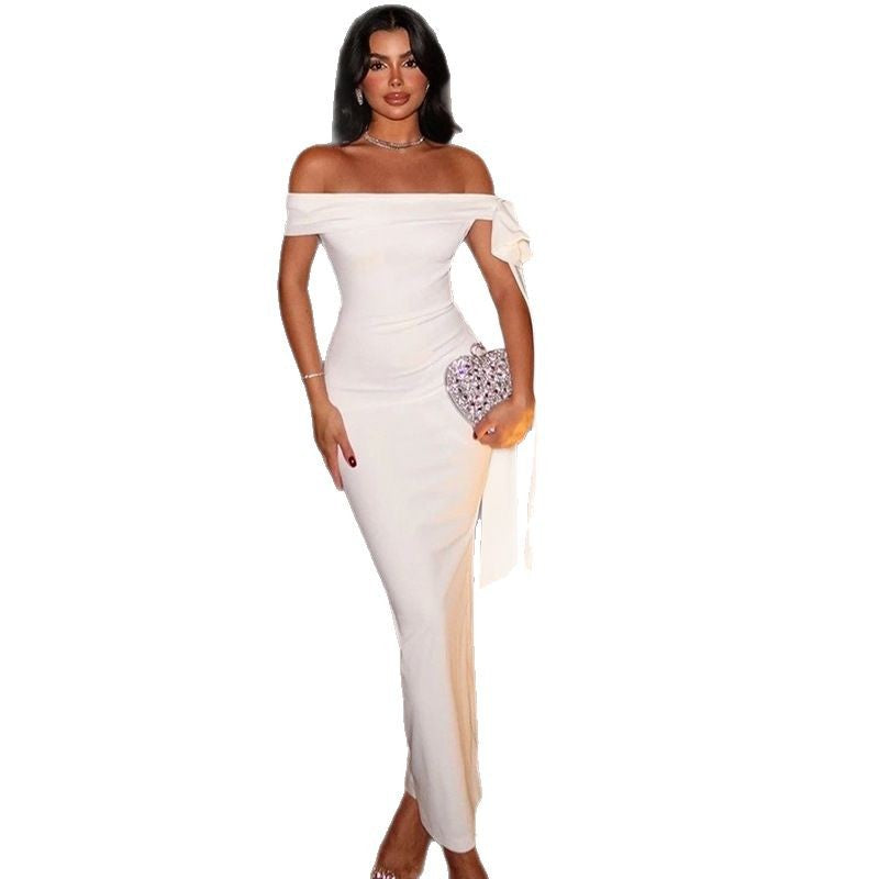 Women's Elegant Solid Color Off-Shoulder Maxi Dress