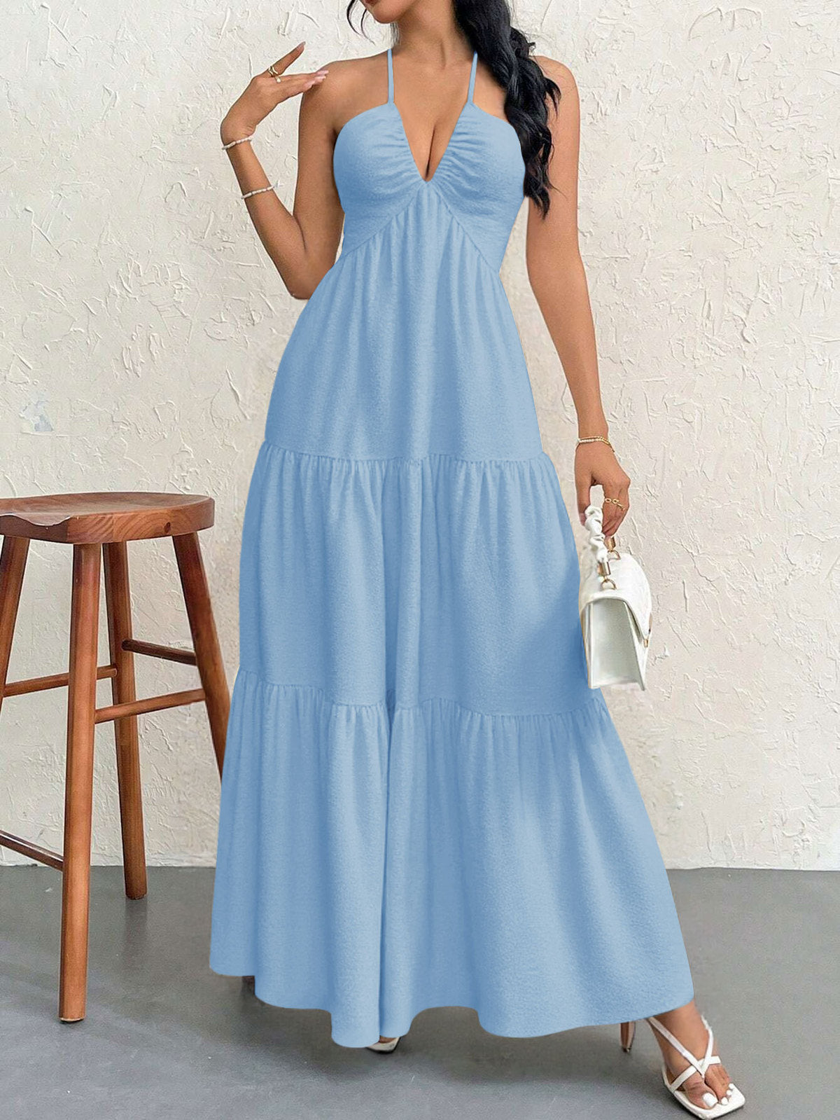 Women's Sling Style Maxi Dress, Solid Color