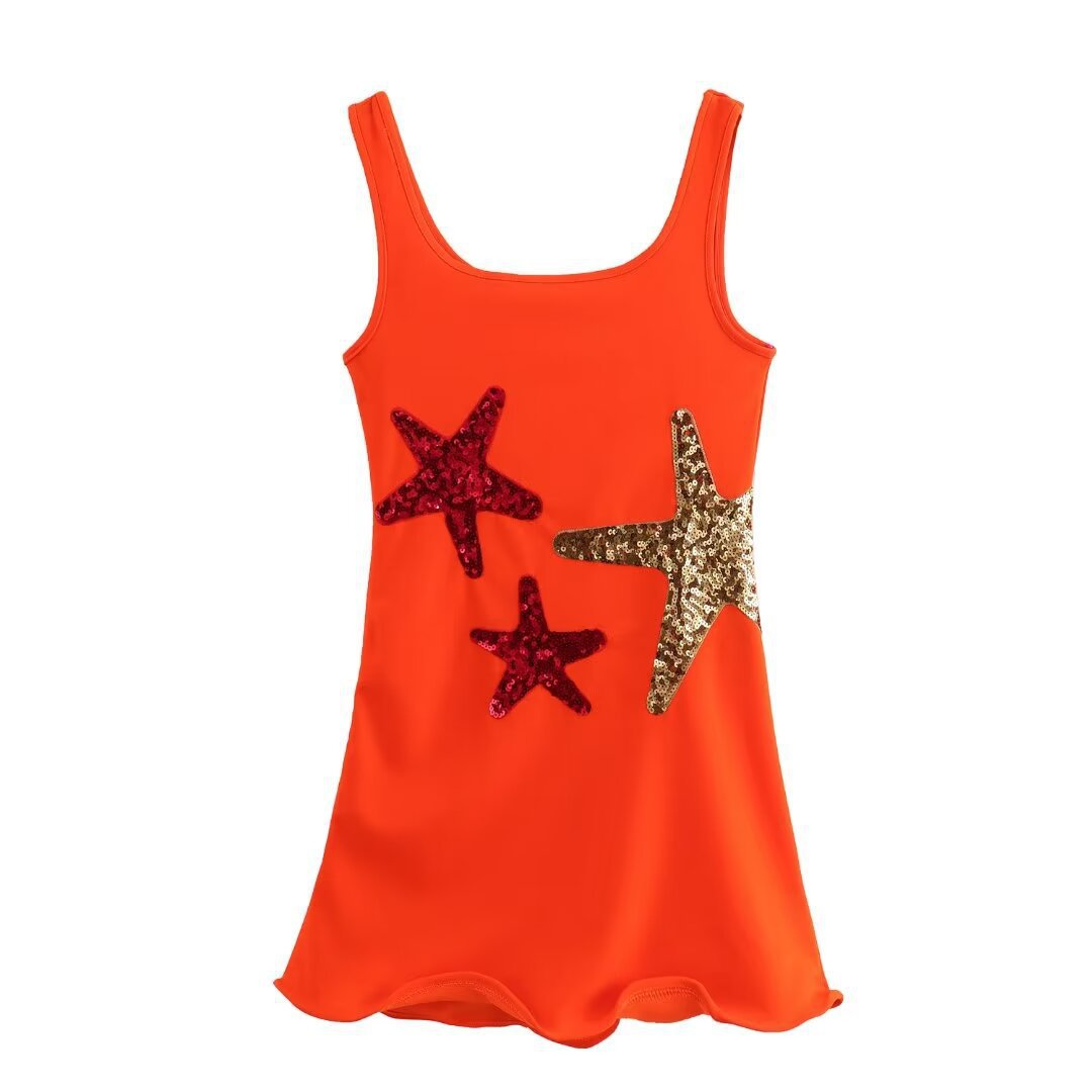 Women's Sexy Sequin Embroidered Sleeveless Slim Fit Dress