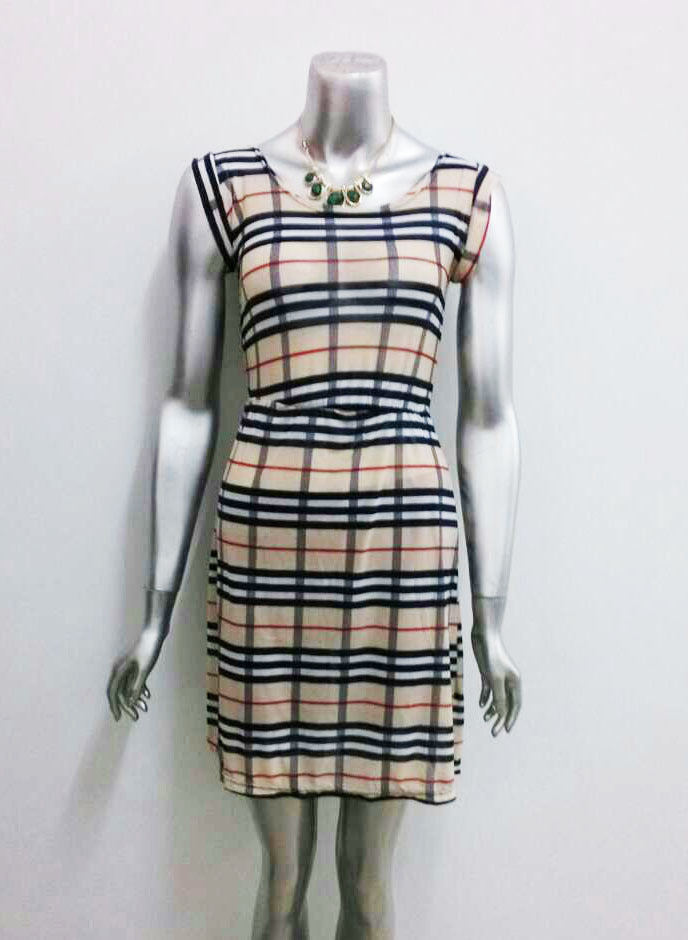 Women's Leopard Houndstooth Print Casual Short Sleeve Round Neck Pleated Dress