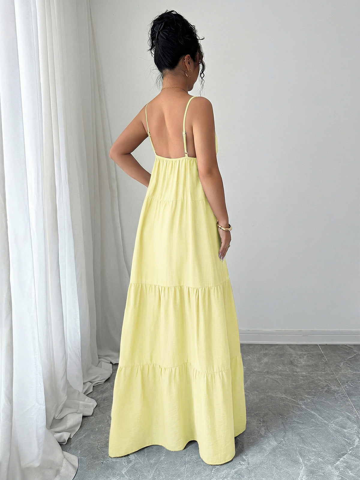 Women's Elegant Solid Color Spaghetti Strap Loose Dress