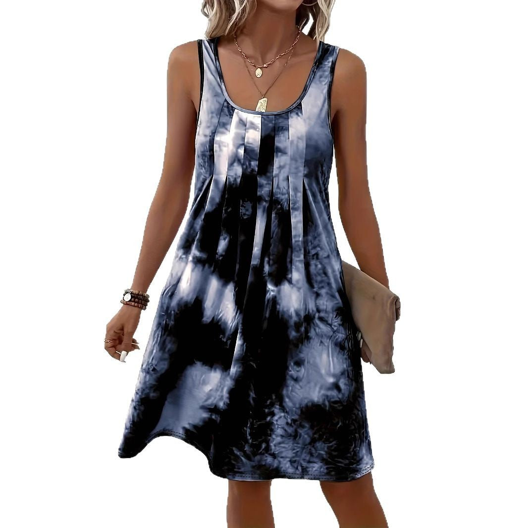 Women's Casual Spring/summer Tie-Dye Printed Sleeveless Loose Dress