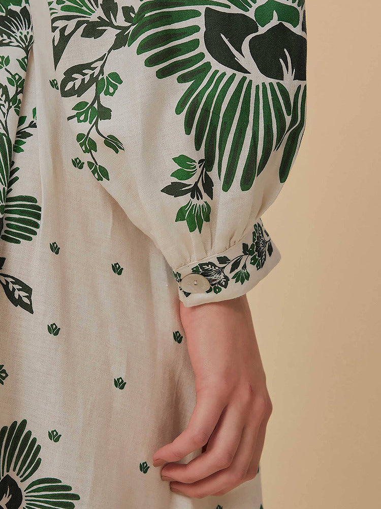 Women's Summer Casual Graphic Printing Long Sleeve Maxi Dress