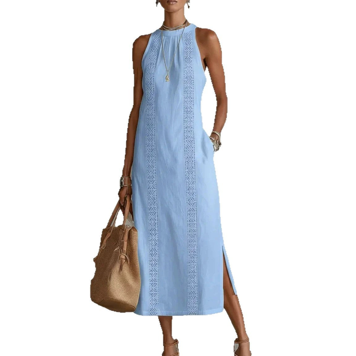 Women's Casual Summer Solid Color Sleeveless Loose Dress