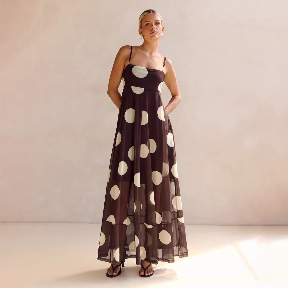 Women's Summer Polka Dot Print Spaghetti Straps Dress