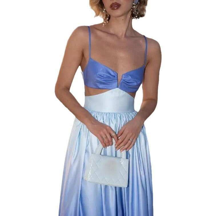 Women's Casual Gradient Sling Hollow Maxi Dress