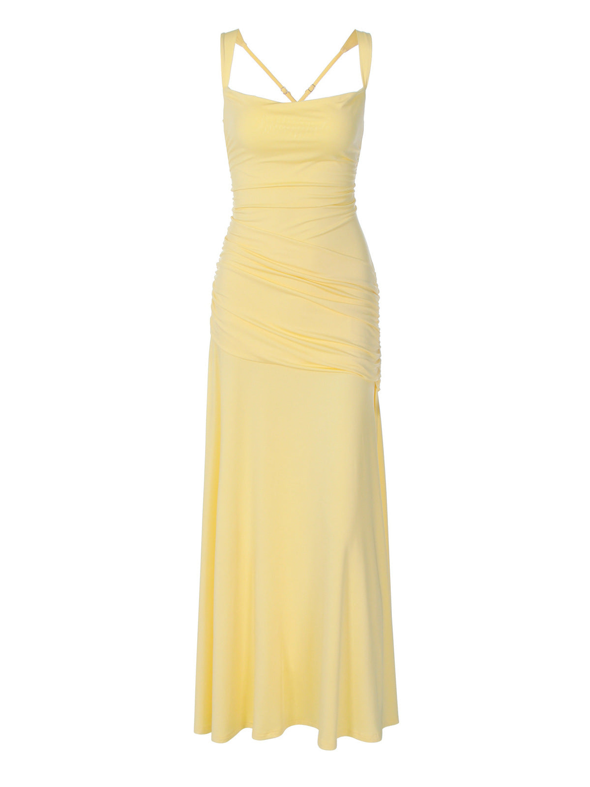 Women's Solid Color Back Strap Design Sleeveless Dress