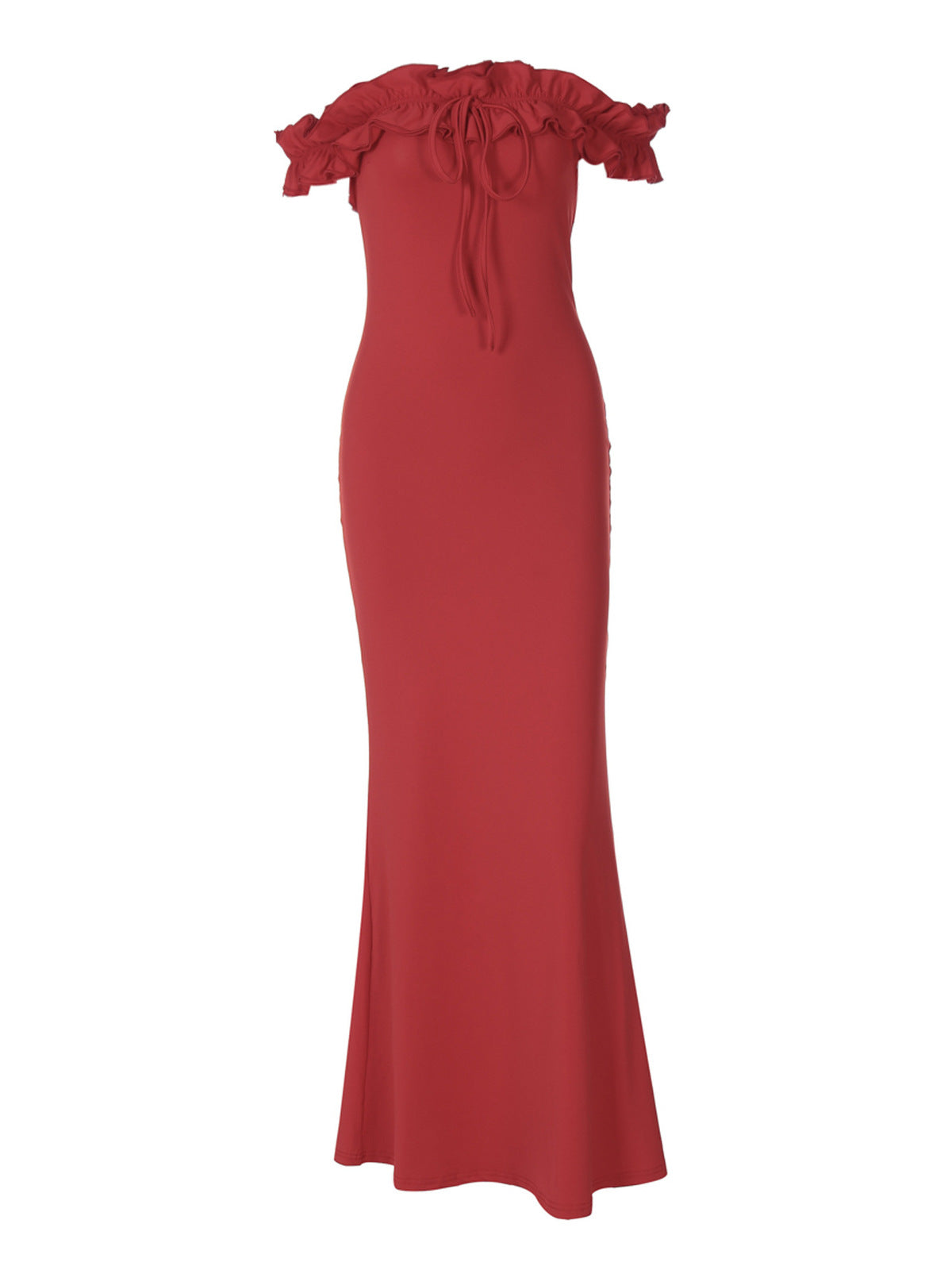 Women's Summer Sexy Off-Shoulder Ruffled Bodycon Maxi Dress