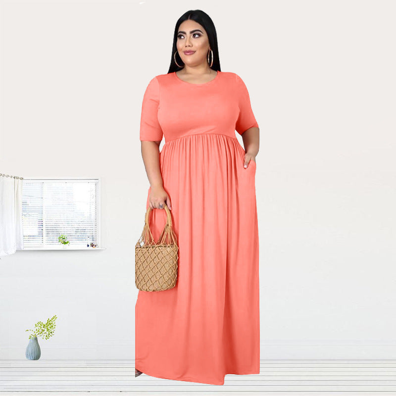 Women's Plus Size Sexy Swing Skirt Dress, Short Sleeve