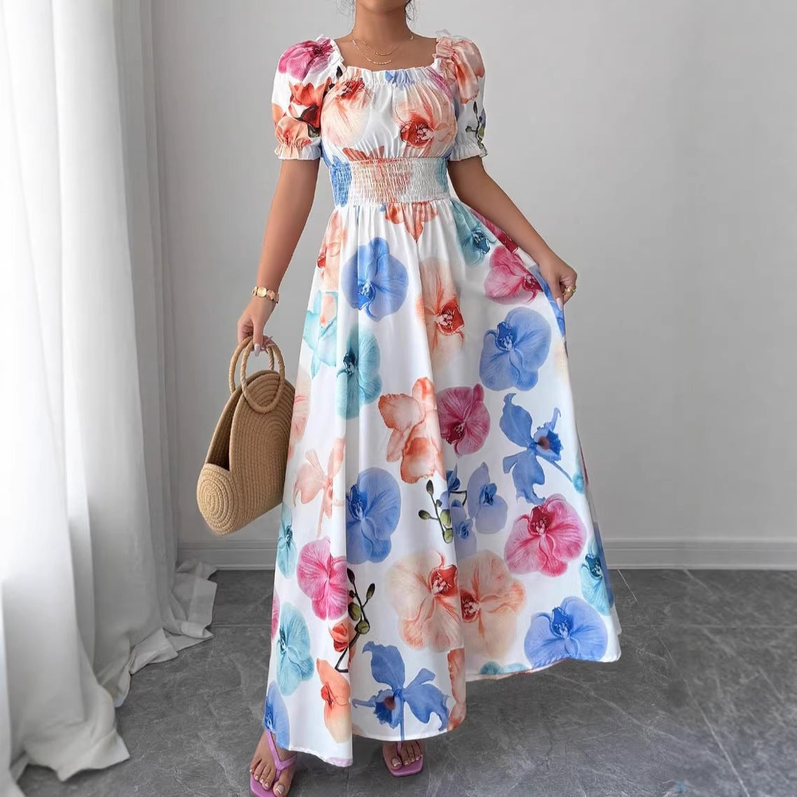 Women's Casual Summer Print Short Sleeve A-Line Dress