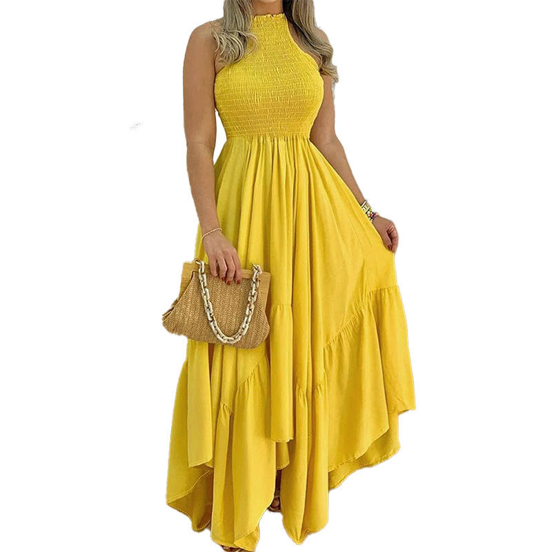 Women's Vacation Solid Color Sleeveless Irregular Hem Maxi Dress