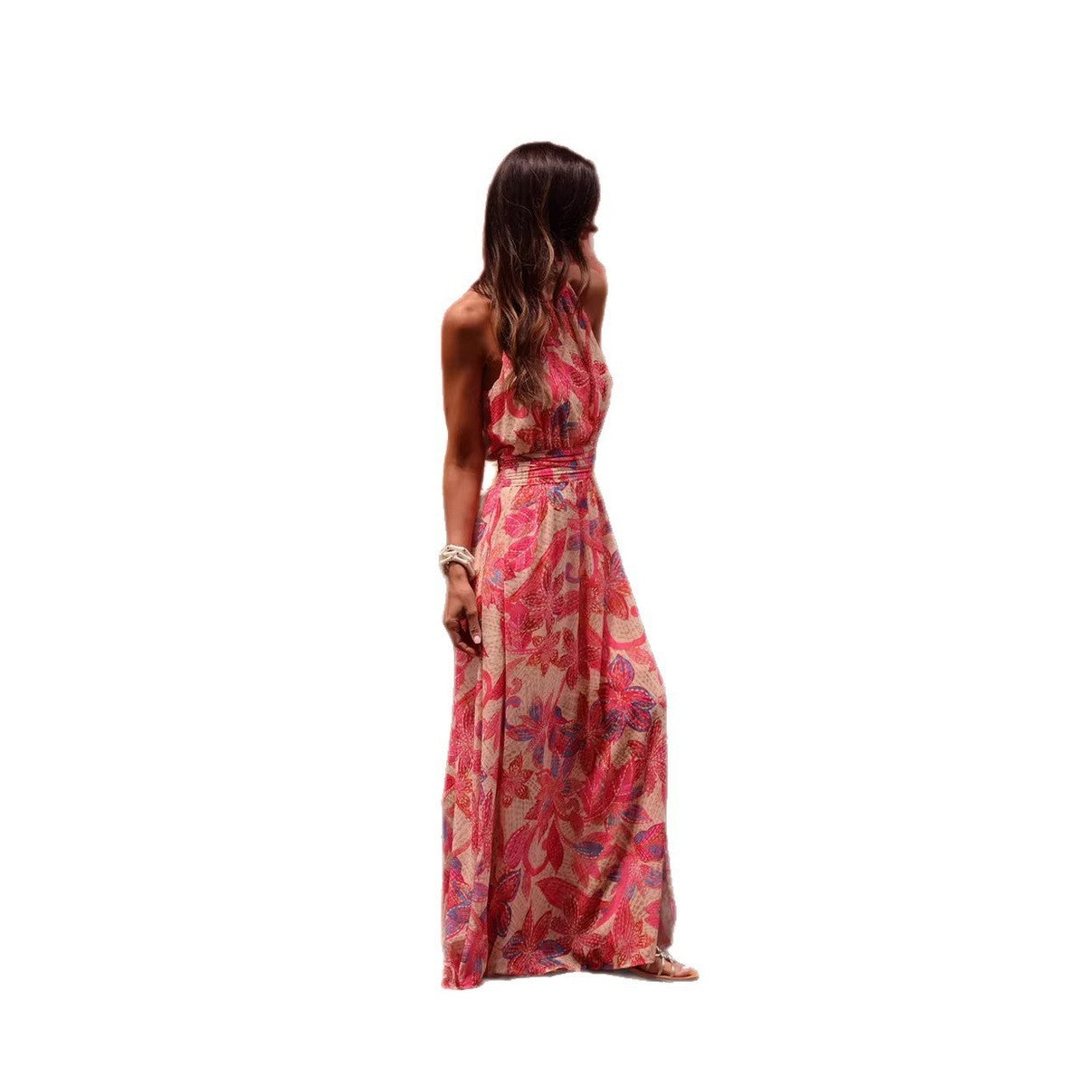 Women's Sexy Spring Flower Printed Sleeveless Loose Dress