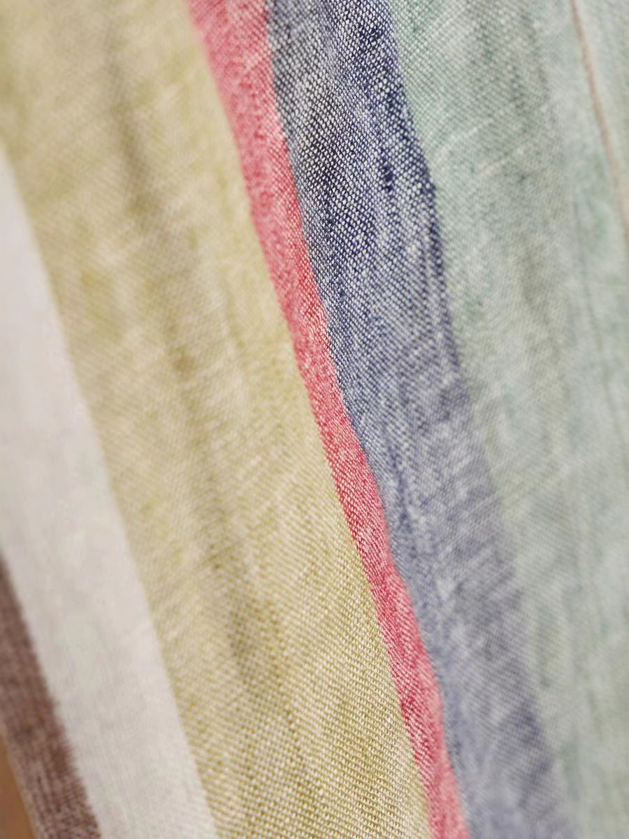 Women's Summer Rainbow Stripe Loose Strap Maxi Dress