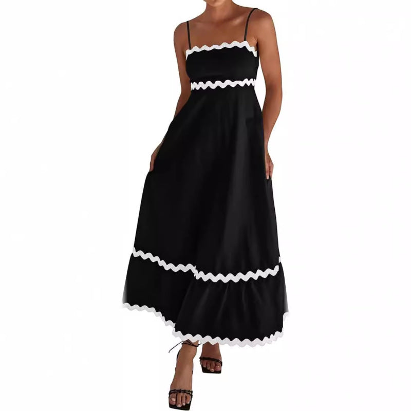 Women's Casual Summer Vacation Wave Color Blocking Maxi Sun Dress