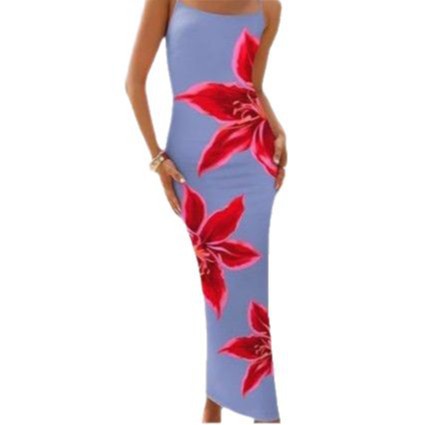 Women's Sexy Floral Print Spaghetti Strap Slim-Fit Midi Dress