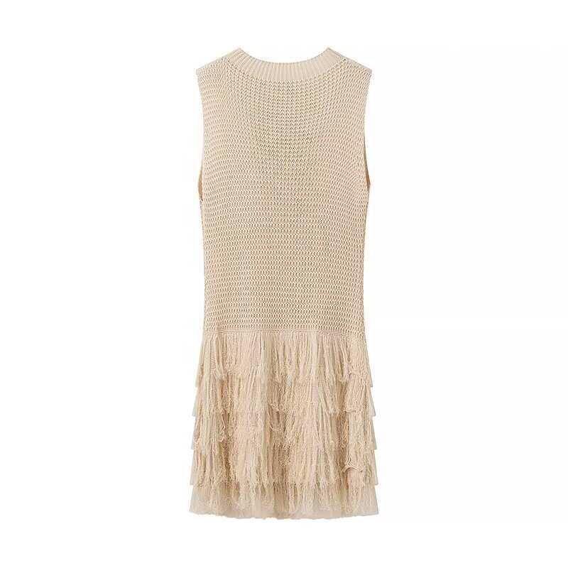 Women's Summer Slim-Fit Sleeveless Tassel Knitted Dress