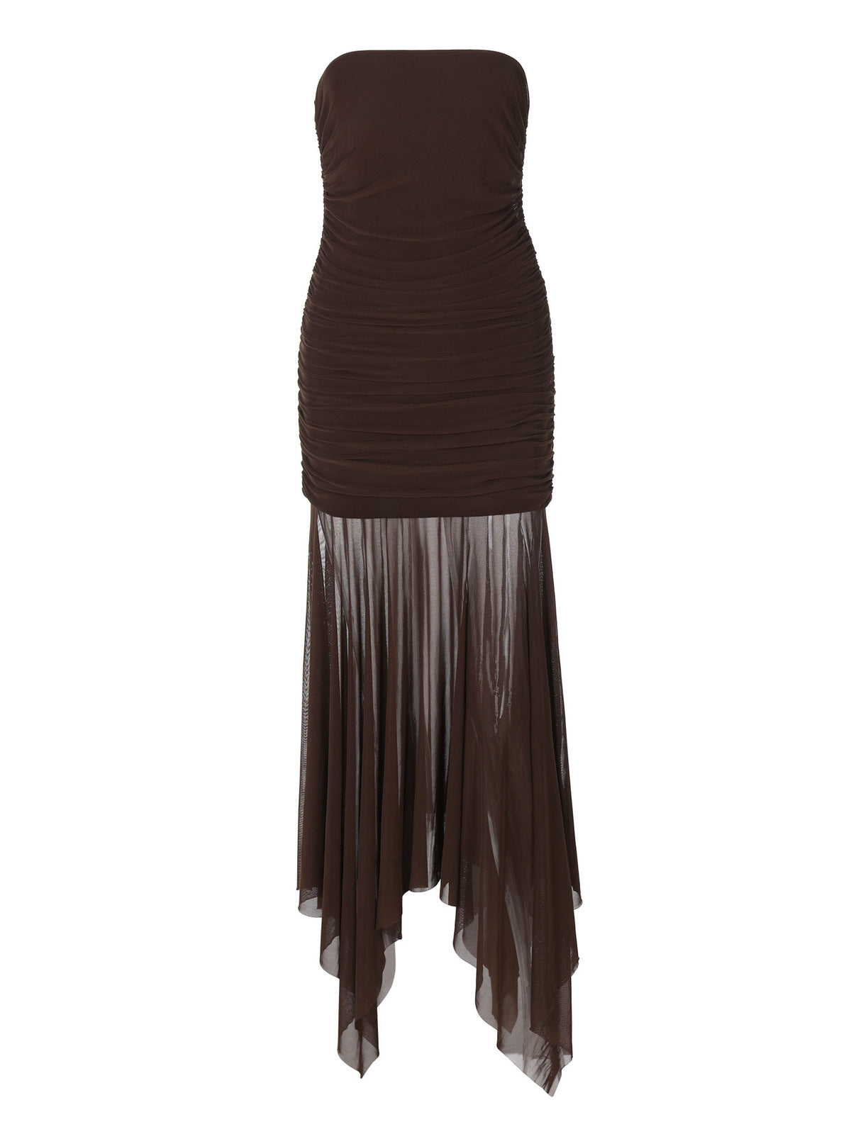 Women's Sexy Summer Solid Color Mesh Stitching Sleeveless Pleated Slim-Fit Dress