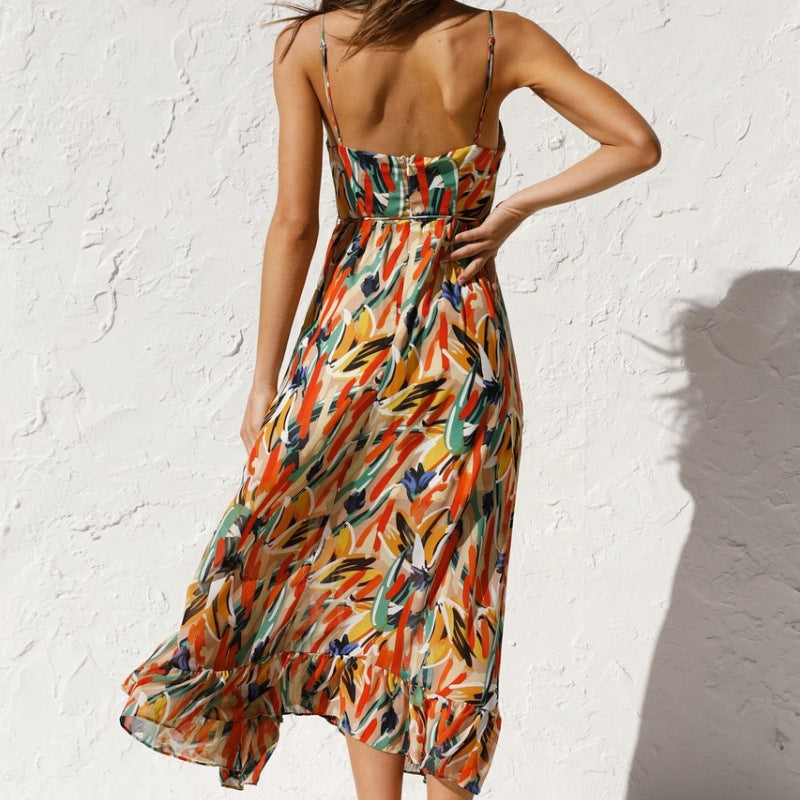 Women's Summer Casual Geometric Print Sling Dress