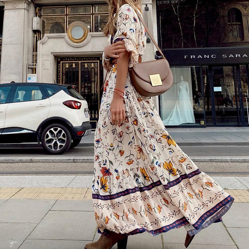 Women's Casual Bohemian Print Maxi Dress
