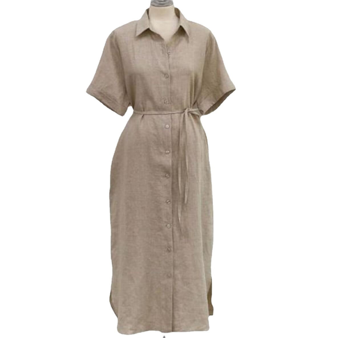 Women's Linen Shirt Maxi Dress, Casual Loose