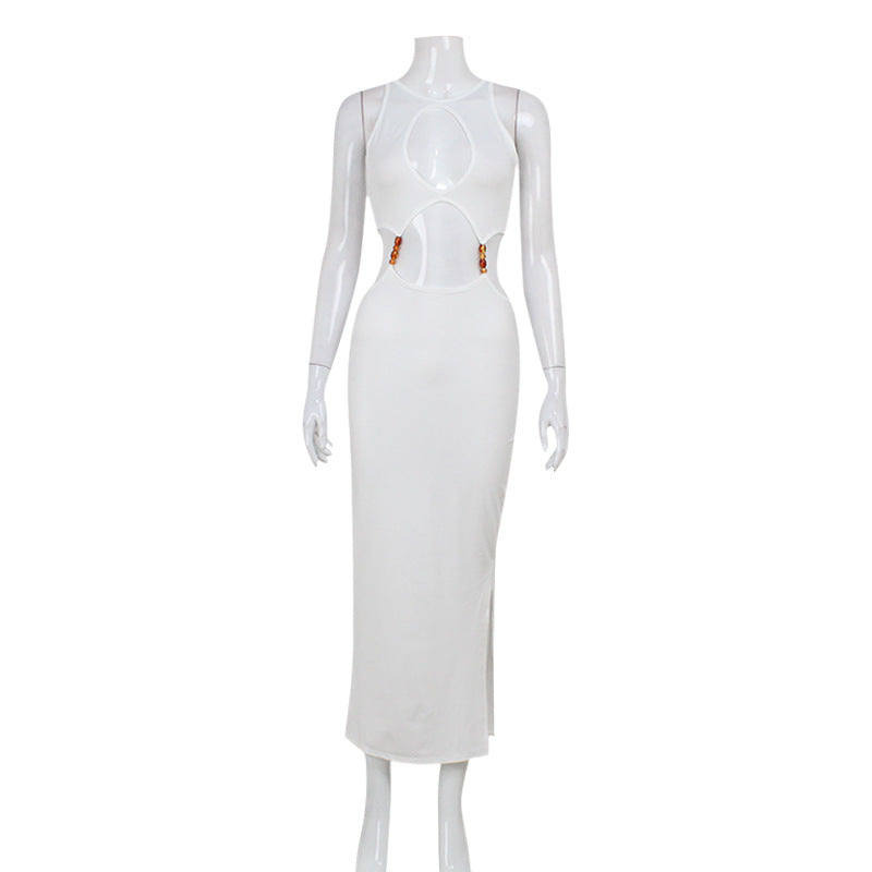 Women's Sexy Solid Color Hollow-Out Bodycon Maxi Dress