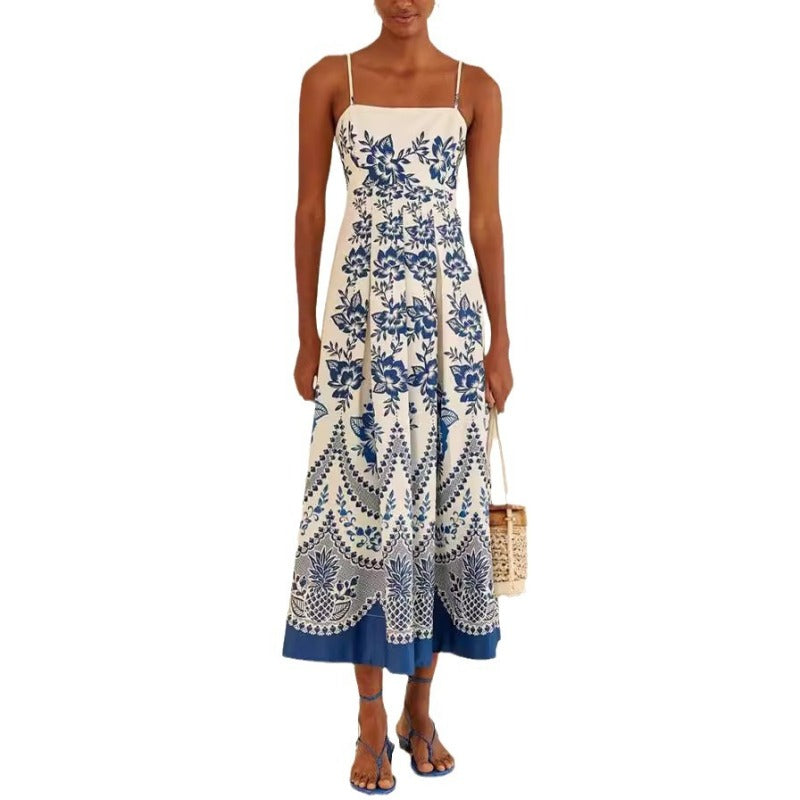 Women's Bohemian Casual Print Strap Maxi Dress