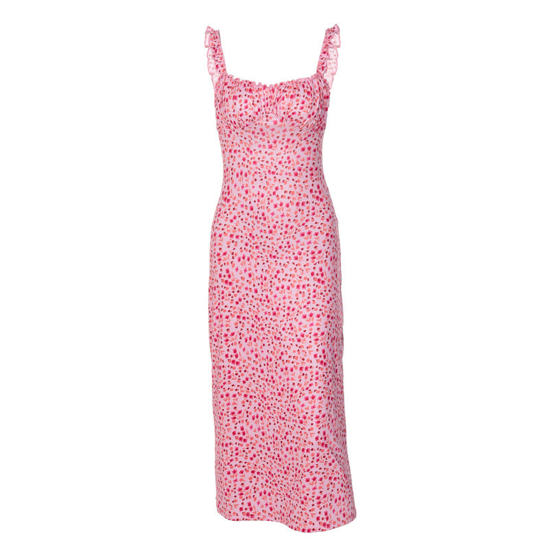Women's Bohemian Tiny Flower Print Slip Midi Dress